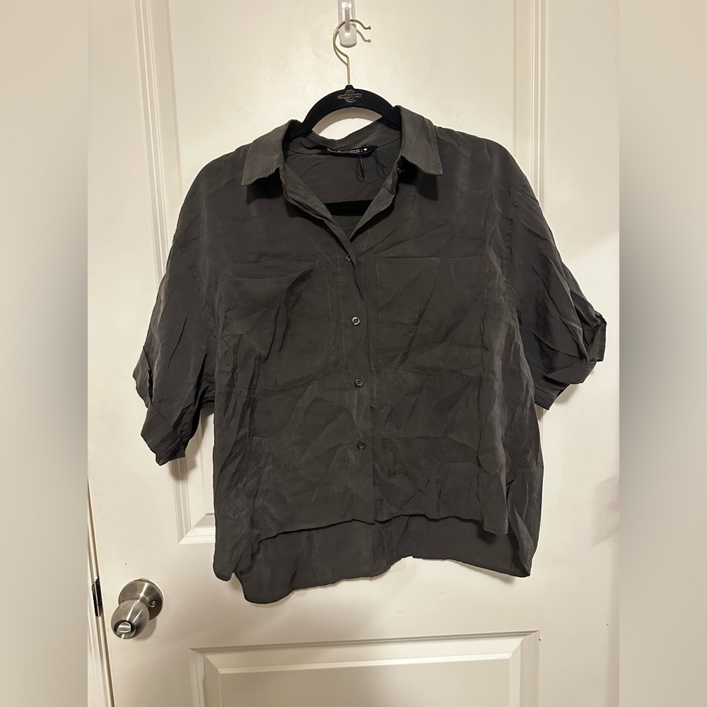 Zara Charcoal Button-Up Shirt